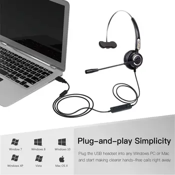 VoiceJoy klicni center slušalke z mikrofonom USB priključite slušalke za računalnik in RAČUNALNIK nadzor Glasnosti in Izklop zvoka Preklapljate
