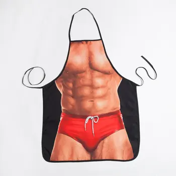 Zabavno 3D Kuhinjski Predpasnik Digitalno Natisnjena Seksi Gola Moški Predpasniki Super mišice Junak Vzorec Večerja BBQ Žar, Kuhanje Enotna