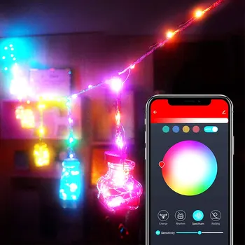 10m 5V USB Powered Čarobno RGB Cooper Žice LED Niz Luči RGBW Pisane Bluetooth Music App Nadzor Božični Dekor Nočna Lučka