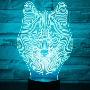 Moderne 3D LED Nočna Lučka Živali Volk Design Pisane Noč Svetloba namizne Svetilke Volk Model Iluzijo Svetlobe Noč Svetlobe Spalnica Dekor