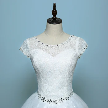 Klasična Poceni Skp Rokavi Korejski Slog Kratke Čipke Moda Preproste Poročne Halje Kristalno Poročne Obleke 2021 Vestido Casamento