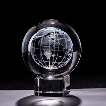 6 cm 3D Zemlji Mini Lasersko Vgravirana Kristalno Kroglo Stekla Svetu Področju Kristalno Obrti Okras Doma Dekorativni Žogo Darilo