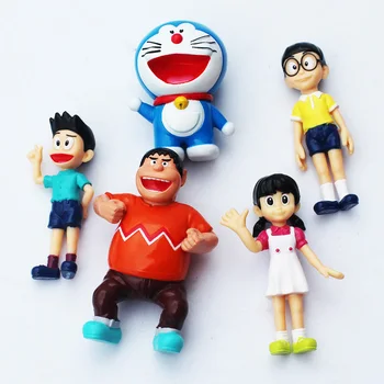 5pcs/Veliko Anime Doraemon Slika Igrače Nobita Shizuka Jaian Suneo Model Lutke Darilo za Otroke