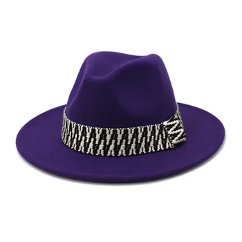 Fedora klobuki ženske moški prostem jazz kapice, široko roba barva z band fascinator jeseni črno belo letnik, zimski klobuki ženske