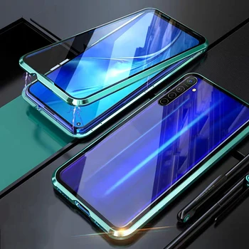 Dvojno Stransko Steklo Magnetni Adsorpcije Primeru Za NASPROTNEGA Realme 6i 6 Pro 6S XT X2 X50 Pro C3 Reno 3 Q 5 Pro Kovin Odbijača Telefon Kritje