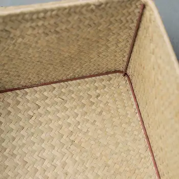 Ročno Tkane Košaro za Shranjevanje s Pokrovom Rattan manjše izdelke Škatla za Shranjevanje Pletene Košare Sortiranje Polj Slamnat Nakit Organizator