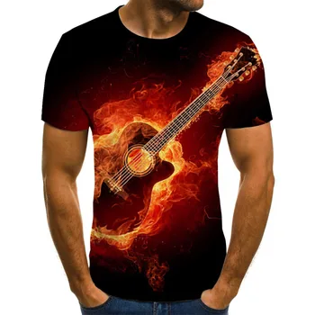 2020 nove T-shirt za moške glasbe simbol T-shirt 3d kitara T-shirt majica tiskani Gotici anime oblačila, kratki rokavi T-shirt 110-6XL
