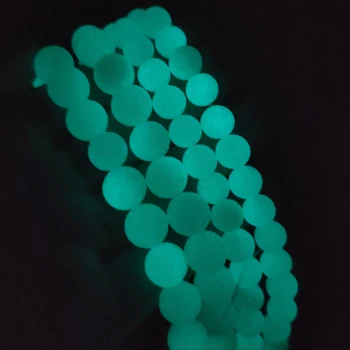 6 8 10 mm Cyan Svetlobna Žareče V temi Krog Looae Kroglice za DIY Otrok Ženske, Nakit Zapestnico, Ogrlico, zaradi Česar 15inche