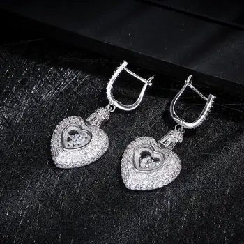 Ljubimec Srce Oblika Kubičnih Cirkonij Dolgo Obesek svate Veliki Uhani, modni nakit E9119