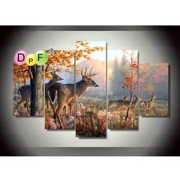 5lian Needlework Diy Kvadratnih Diamond Slikarstvo Navzkrižno Šiv Diamond Vezenje Mozaik doma dekoracijo jelena pokrajino