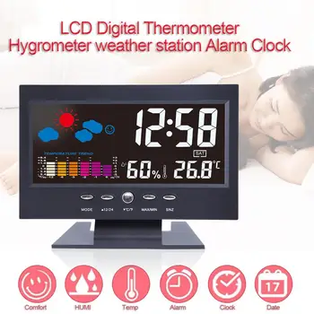Digitalni Temperatura Vlažnost Meter Uro, Termometer, Higrometer Koledar Temperatura Trend Opozorilo Udobje Ravni, Vremenske Postaje