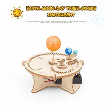 Diy Znanost Igrača Otroci Solarni Sistem Model Astronomije Sonce, Zemlja, Luna Planet Šoli Električni Steblo Lesene Izobraževanje Kompleti Za Otroke, Igrače,