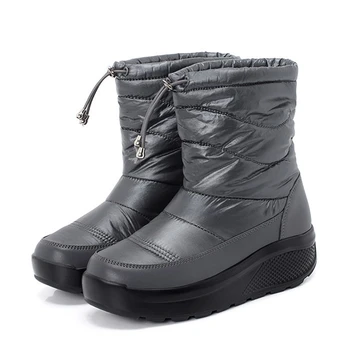 JIANBUDAN Nepremočljiv sneg škornji Ženske klin priložnostne plišastih Dež čevlji Pozimi toplo ženske čevlje Velikih velikosti 35-42 gleženj škornji