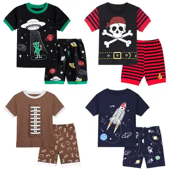 Otroci Fant Pirat Shark Kopač Buldožer, Tovornjak, Vlak, Pižame Nastavite Malčka Vesoljska Ladja, Tovornjak, Pižame Otrok Živali Sleepwear