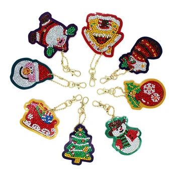 5d Diy DIamond Božič Keychain Keyring Vrečko Ornament PVC plošče Snežaka, Božični Okraski, Darilo Diamant Mozaik YSK55