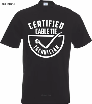 Nova Moda Vroče Osebno Majica certificiran Kabel Kravato Tehnika T-Shirt Smešno Delavec Builder Elektrikar Ziptie Tee Majica