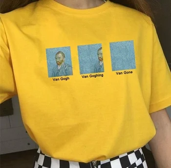 Fashionshow HJN Van Gogh Van Goghing Van Šel Meme Smešno T-Shirt Vincent Znanih Oljna slika, Razglednice Vintage Razglednice Tees