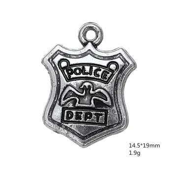 Moj obliko 14.5*19 mm Tibera Silver plated Policija Dept Značko Čar Policist Oddelek Obesek na Debelo Kovinski 20pcs veliko