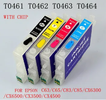 T0461 - T0474 Vžigalnike kartuša za EPSON STYLUS C63/C65/C83/C85/CX6300/CX6500/CX3500/CX4500 Tiskalniki Auto reset čipom