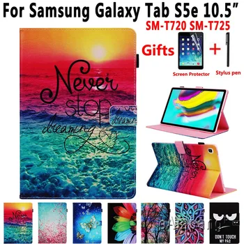 Za Samsung Galaxy Tab S5e 10.5 2019 T720 T725 Primeru SM-T720 SM-T725 Kritje Tablet Naslikal Shockproof Pu Usnja Lupine Funda Capa