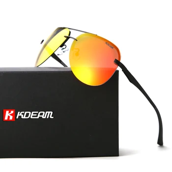 Sončna očala za Moške KDEAM blagovne Znamke Pilot Vožnje Polarizirana Sonca Steklo, Okvir iz Aluminija Ogledalo Moški UV400 Gafas De Sol Očala