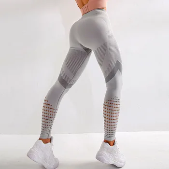 Visoko pasu brezhibno dokolenke za ženske votlih iz telovadnice legging fitnes šport nogavice tekaške hlače super stretchy joga hlače
