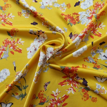 Cvetlični Poliester Charmeuse Tkanine, Obleka Kimono Materiala Krep Saten