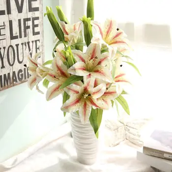 Valentinovo 2 veliki vodje umetno silikonski plastičnih lily ponaredek cvetje pravi dotik domov ureditev poroka tabela decorat