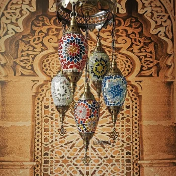 2020 Najnovejši mediteranskem Slogu Maroški Lučka za Ročno izdelana Steklena Odtenek Mozaik LED Obesek Luči Hodnik Oltarja Koridor hotel cafe