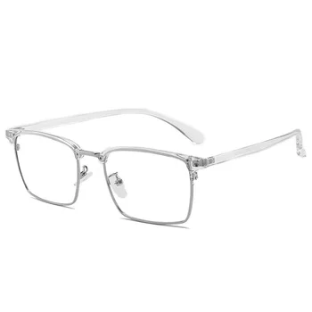Cubojue Pregledna Očala Moški Ženske Pol Rimless Kvadratnih Eyebow Očala Okvir Človeka, Širokega Obraza, Očala za Kratkovidnost Optičnih vlaken