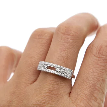 Evropa francoske znamke nov prstan velikosti 7 za ženske mans občutljivo obroč polno cz tlakovane 3cz sredini premikanje plavajoče čar obroč zalogi