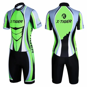 X-Tiger Hitro suho Kratek Sleeve Kolesarjenje Jersey Triatlon Stiskanje Goba Oblazinjeni Kolesarjenje Skinsuit Ropa De Ciclismo Maillot