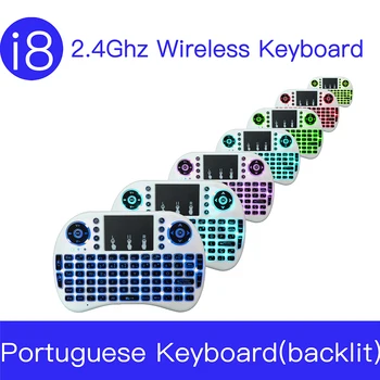 Barvno Osvetljen Mini tipkovnica portugalski Jezik Zraka Miško 2,4 ghz Brezžična Tipkovnica Za Android Smart TV in Računalniku Windows