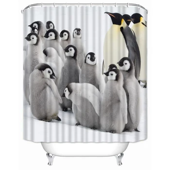 Musife po Meri Živali Pingvin Tuš Zavesa Risanka Nepremočljiva Tkanine iz Poliestra Kopalnica S Kavlji DIY Doma Dekor