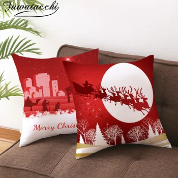 Fuwatacchi 2pcs/veliko Rdeče Tiskanih Blazine Pokrov Božično Darilo Dekorativne Blazine, Prevleke za Domači Kavč Vrgel Pillowcases 45*45 cm
