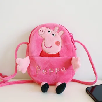 Peppa Pig Plišastih Živali vrečko Slika Poliester Bombaž Risanka Tiskanja Srčkan Zadrgo Otrok Anime Šolski Nahrbtnik za Otroke Darila