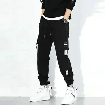 2021 Ulične Joggers Hip Hop Hlače Moški Velik Žep Black Harem Hlače Moški Oblačila Modnih Elastični Pas Korejskem Slogu Hlače
