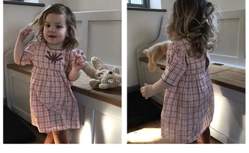 Otroci Obleke 2020 AP Čisto Nov Poletje Dekleta Vezenje Cvetje Princesa Obleko Otroka Otrok Moda Kratek Rokav Outwear Oblačila