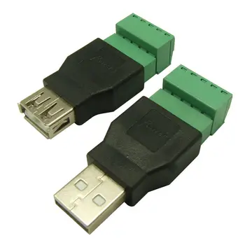 10Pcs USB moški navojnim priključkom USB vtič z ščit priključek USB Adapter USB2.0 tipa A, da vijak terminal