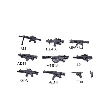 Ww2 Moc sodobno vojaško orožje brickmania gradnik svetovni vojni deli M16 M249 MP5 AK12 M1915 AK47 DIY Puško, pištolo opeke igrače