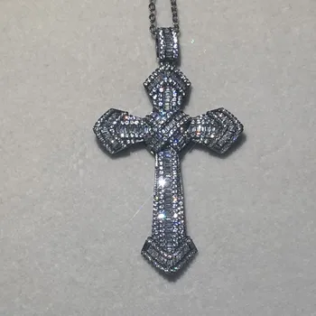 Ročno Krščanstva Križ Obesek sona diamond slikarstvo polno Pravi 925 Sterling silver Ogrlica za Ženske, Moške nakit