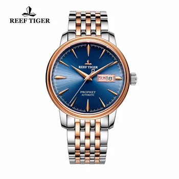 Greben Tiger/RT Luksuzne Modne Ure za Moške Dveh Ton Rose Zlata avtomatska ura z Datumom Dan RGA8236