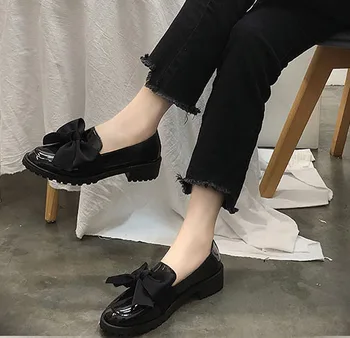 LIHUAMAO Peni loafers ženske stanovanj čevlji lok-tie zdrsne na krog toe urad kariero delo stranke dame oblačenja čevlji