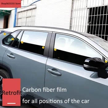 Avto Nalepka Za Toyota RAV4 RAV-4 leta 2020 2021 Center Steber Film Ogljikovih Vlaken Vzorec B Steber Zajema Zunanjo Dekoracijo