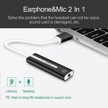2 V 1, USB Zunanjo Zvočno Kartico USB 3,5 mm Stereo Jack za Slušalke Avdio Adapter DJA99