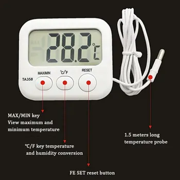 Hladilnik Akvarij Kuhinja Elektronski LCD Max-Min Termometer Digitalni Termo Temperature Merilnik s Sonda za Senzor Kabel