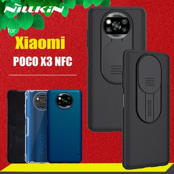 Za Xiaomi Poco X3 NFC M3 Mi11 Mi 11 10T Pro Lite 5G Primeru Nillkin Stran Objektiv Fotoaparata Zaščito Motnega, Silicij Flip Usnja Kritju