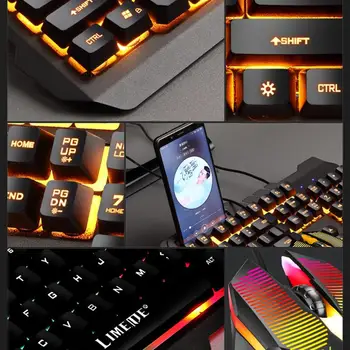 Žično Gaming Tipkovnica Mehanske Občutek, Osvetljene Tipkovnice z Miško USB Tipkovnica Nepremočljiva Računalniška Igra na Klaviature