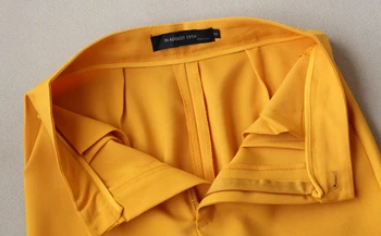 Visoka kakovost ženske hlače obleko 2019 novo jeseni in pozimi slim yellow ženska jakna Priložnostne elegantno trobenta hlače, dvodelne