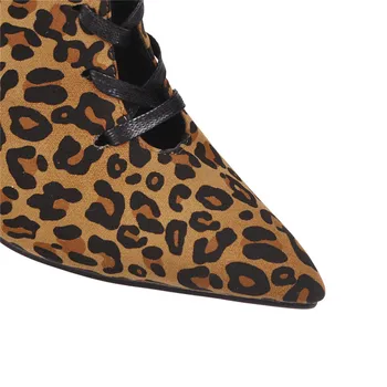 MORAZORA 2020 nove modne ženske škornji opozoril toe čipke jeseni čevlji seksi Leopard visokih petah stranka poročni čevlji ženske